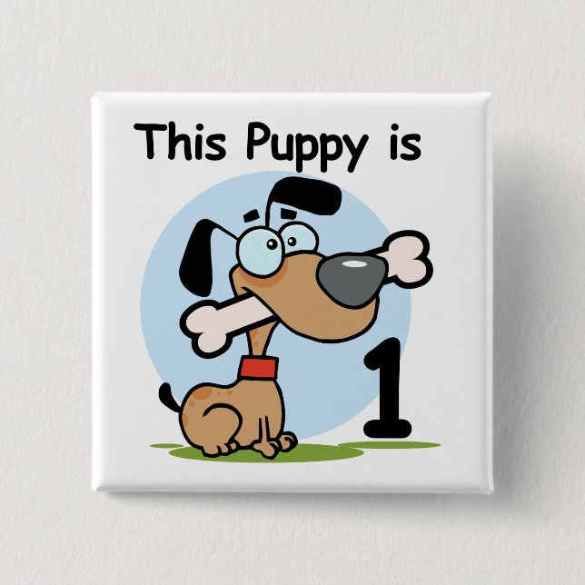 This Puppy 1st Birthday T shirts and Gifts Button (Front)