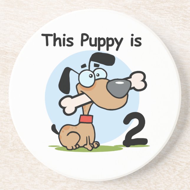 This Puppy 2nd Birthday T shirts and Gifts Sandstone Coaster (Front)