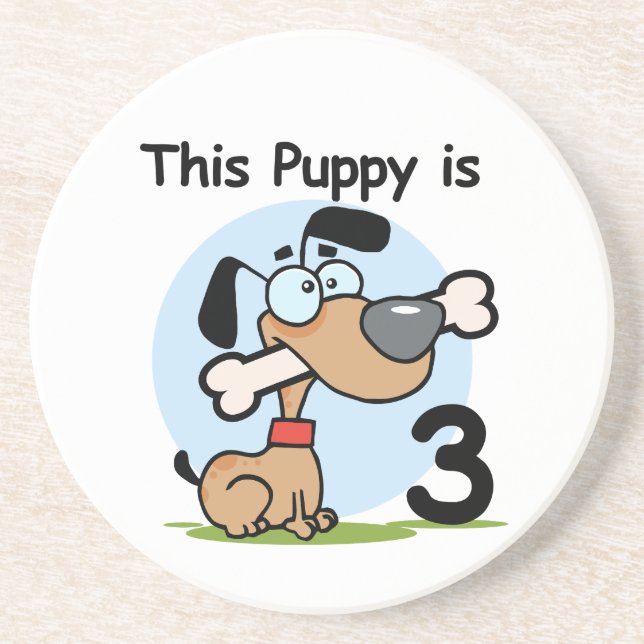 This Puppy 3rd Birthday T-shirts and Gifts Drink Coaster (Front)