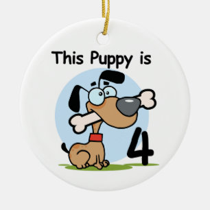 This Puppy 4th Birthday Tshirts and Gifts Ceramic Ornament