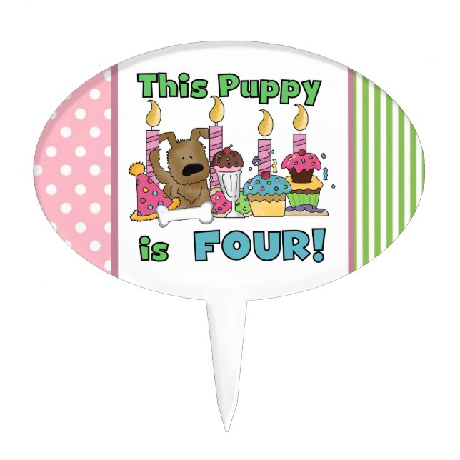 This Puppy is Four Birthday Cake Topper (Front)