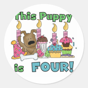 This Puppy is Four Tshirts and Gifts Classic Round Sticker
