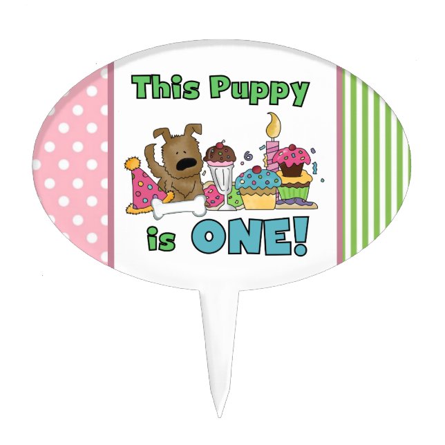 This Puppy is One Birthday Cake Topper (Front)