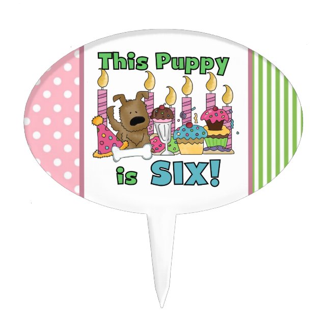 This Puppy is Six Birthday Cake Topper (Front)