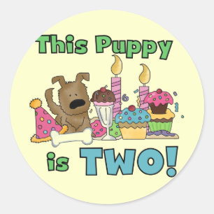 This Puppy is Two Tshirts and Gifts Classic Round Sticker
