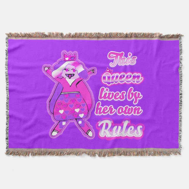 This queen lives by her own rules throw blanket (Front)