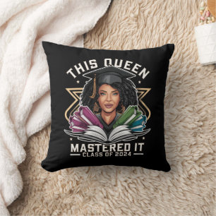 This Queen Mastered it Class of 2024 Graduation Throw Pillow