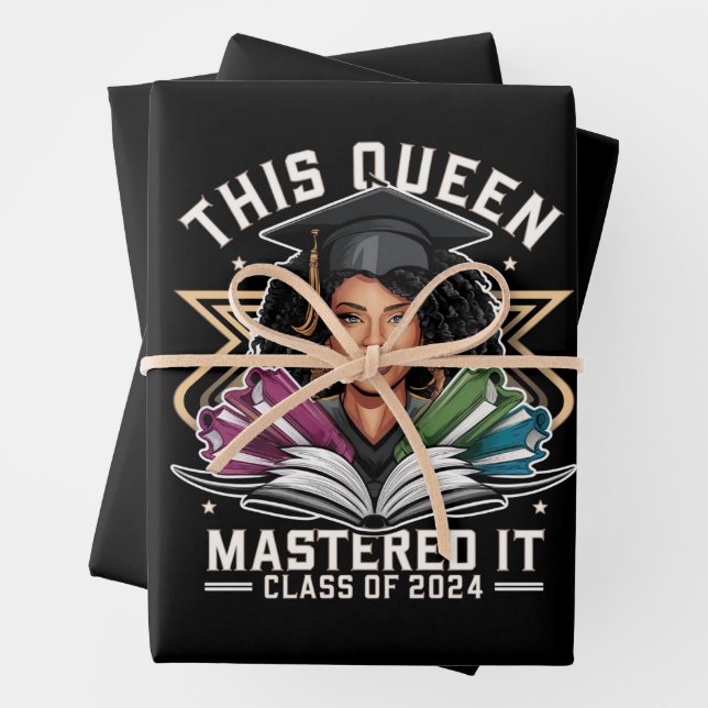 This Queen Mastered it Class of 2024 Graduation Wrapping Paper Sheets (In situ)