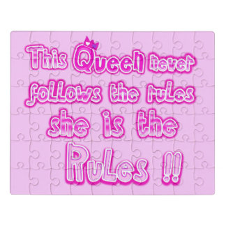 This queen never follows the rules light pink jigsaw puzzle