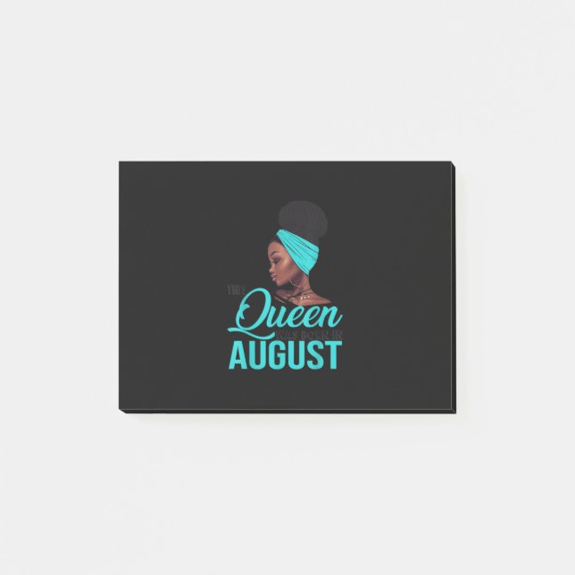 This Queen Was Born In August Birthday for Black Post-it Notes (Front)