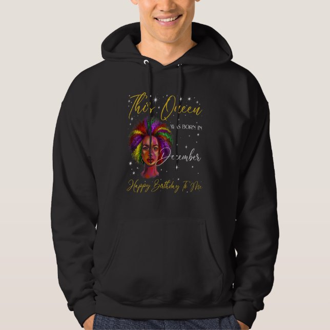 This Queen Was Born in December Black Woman Girl B Hoodie (Front)