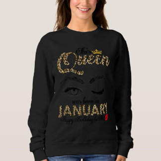 This Queen Was Born In January Leopard Women Girls Sweatshirt