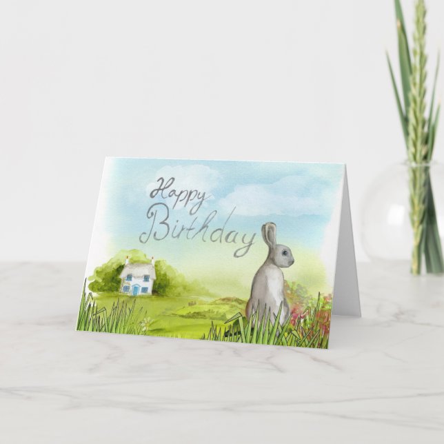 This Rabbit wishes a Happy Birthday! Card (Front)