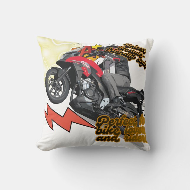 This Racing Bike Throw Pillow (Front)