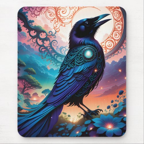 This raven silhouette illustration is simply gorge mouse pad