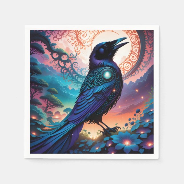 This raven silhouette illustration is simply gorge napkins (Front)