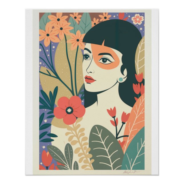 This Retro Tropical Girl Design Will Transport You Poster (Front)