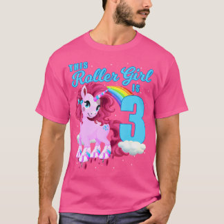 This Roller Girl Is 3 Roller Skating Unicorn Birth T-Shirt