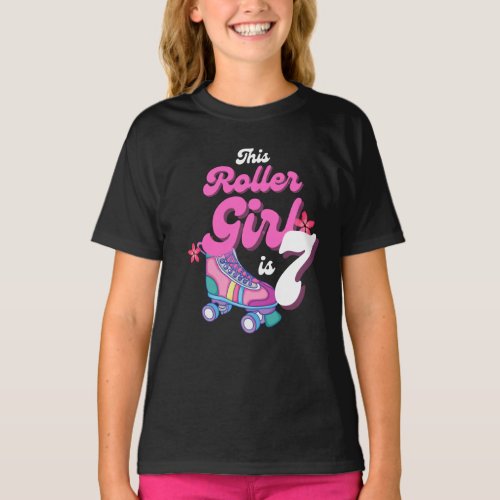 This Roller Girl Is 7 Roller Skating Gift Idea T_Shirt