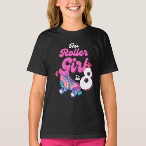 This Roller Girl Is 8 Roller Skating Gift Idea T_Shirt