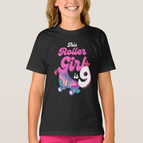 This Roller Girl Is 9 Roller Skating Gift Idea T_Shirt