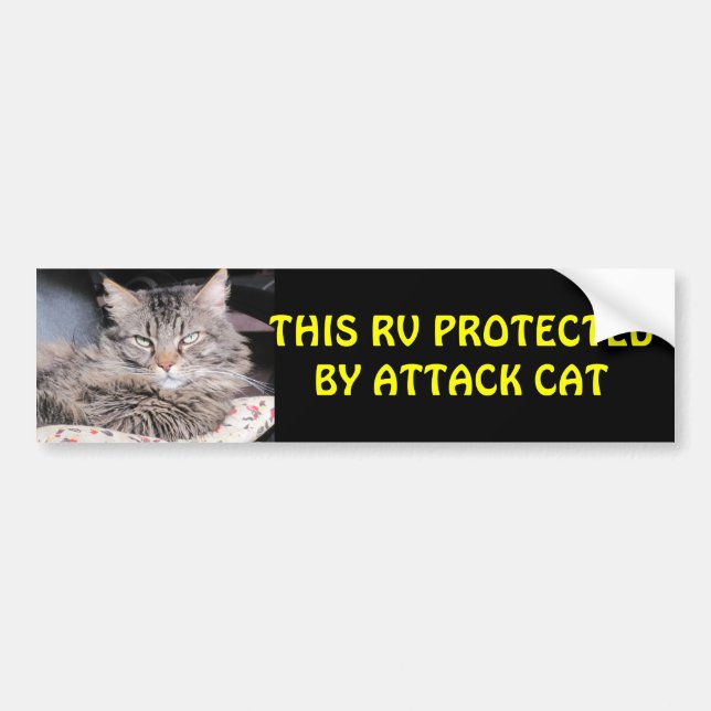 This RV Protected by Attack Cat Bumper Sticker (Front)