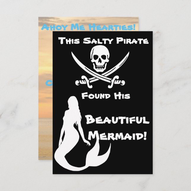 This Salty Pirate Found His Beautiful Mermaid Invitation (Front/Back)