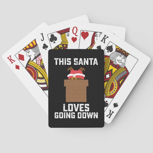 This Santa Loves Going Down Funny Christmas Poker Cards (Back)