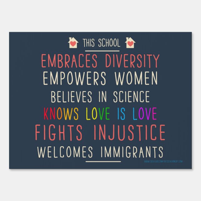 This School Embraces Diversity Yard Sign (Front)