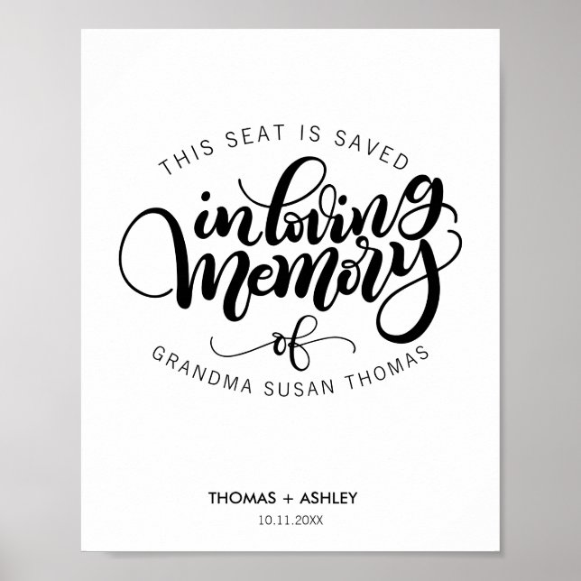 This seat is saved in loving memory of - wedding poster (Front)