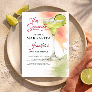 This Señorita Needs a Margarita 60th Fiesta Invitation