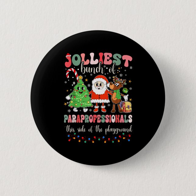 This Side Of The Playground Cute Merry Paras  Button (Front)