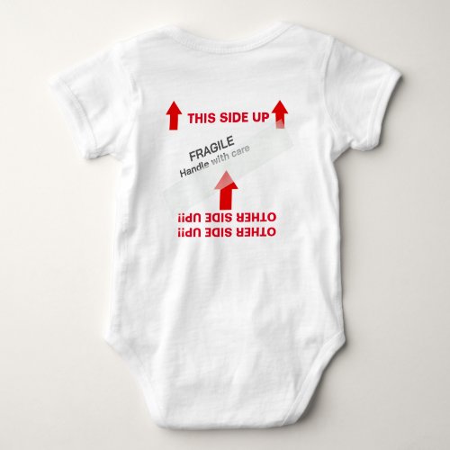 THIS SIDE UP Baby Handling Instructions Humorous Baby Bodysuit