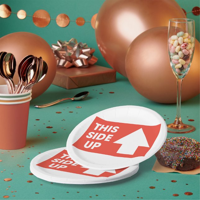 This Side Up Sign Paper Plates (Creator Uploaded)