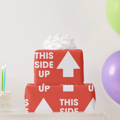 This Side Up Sign Wrapping Paper