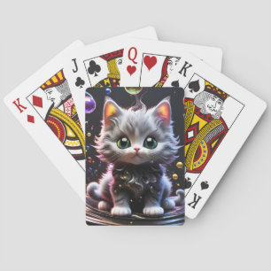 This silver and black kitten is so realistic and c poker cards