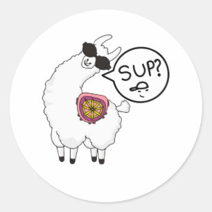 This Sup No Drama Llama Funny Cute Animal Design Classic Round Sticker