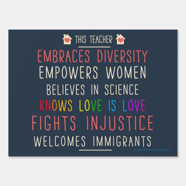 This Teacher Embraces Diversity Sign (Front)