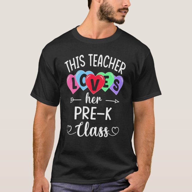 THIS TEACHER LOVES HER PRE-K CLASS Shirts Valentin (Front)