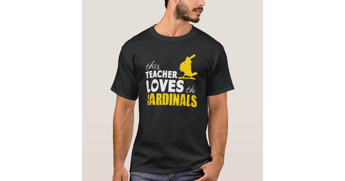  Womens This Teacher Loves The Cardinals V-Neck T-Shirt