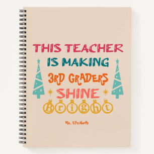 This teacher personalized Christmas Notebook