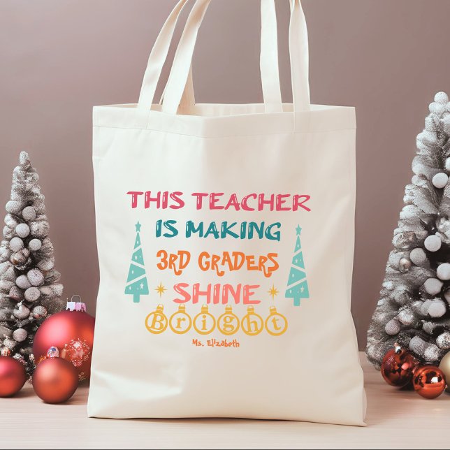 This teacher personalized Christmas Tote Bag (Creator Uploaded)