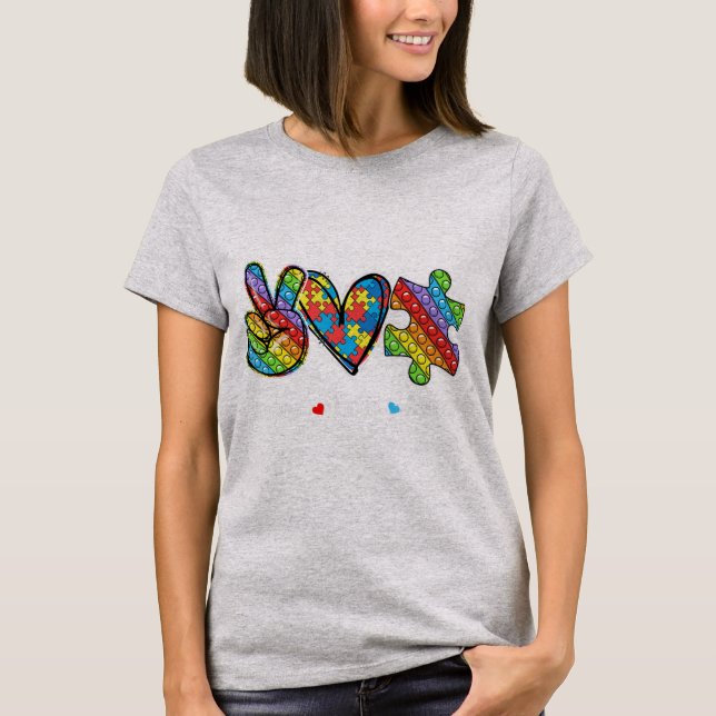 This tee with peace hand, heart shape and pop it s (Front)
