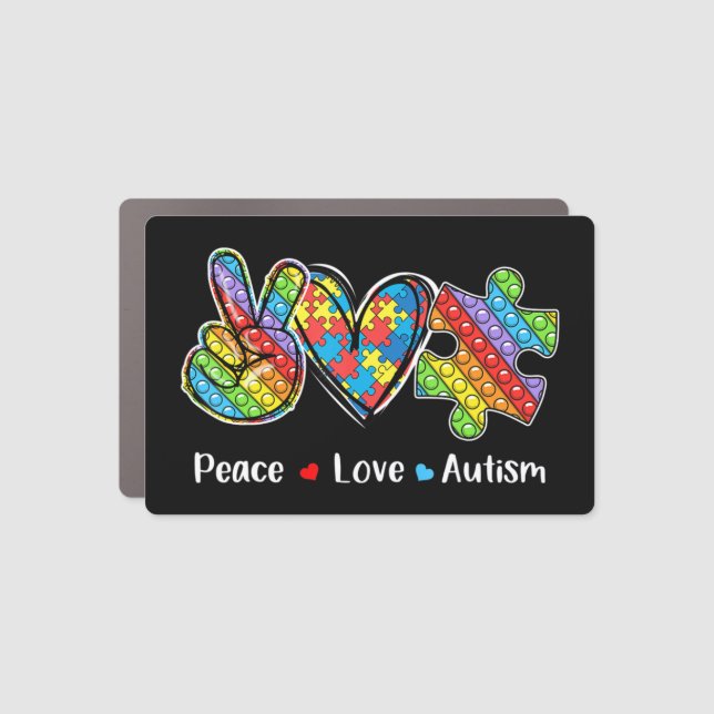 This tee with peace hand, heart shape and pop it s car magnet (Front)