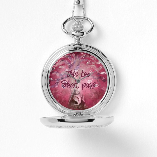 This Too Shall Pass Abstract Tree Pink White Brown Watch (Front)