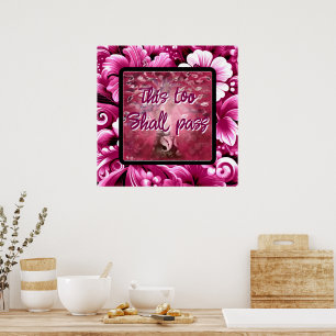 This Too Shall Pass Abstract Tree Pink White Poster