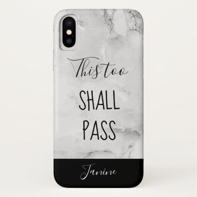 This Too Shall Pass Cute Marble Name Personalized Case-Mate iPhone Case (Back)