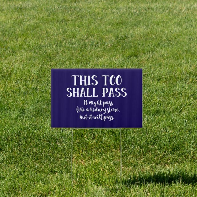 This Too Shall Pass (like a Kidney Stone) Funny Sign (Insitu)