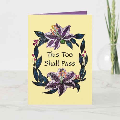 This Too Shall Pass Watercolor Lily Wreath Card