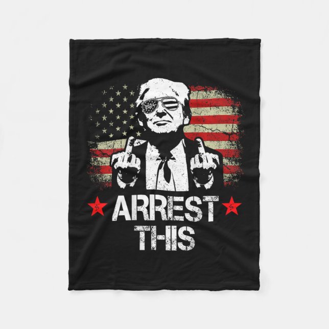 This Trump Middle Fingers Pro Trump 2024 (on Back) Fleece Blanket (Front)